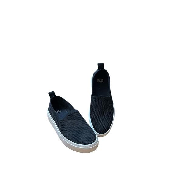Eileen Fisher Prosper Platform Black Knit Upper SlipOn  Shoe 6 1/2 Minimalist - Picture 1 of 8